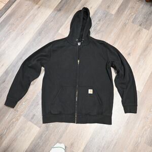 Carhartt Black Full Zip Hoodie Mens Large Loose Fit Workwear